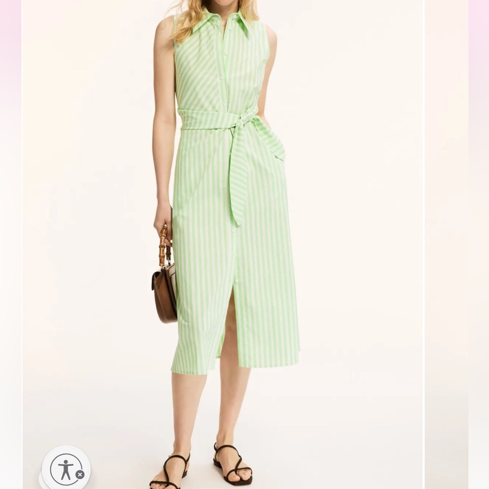 NWT Favorite Daughter - Good Behavior Kiwi Green Button-front Midi-dress- SZ XL